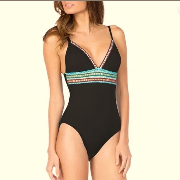 NWOT La Blanca Running Stitch One Piece Swimsuit - Picture 1 of 8